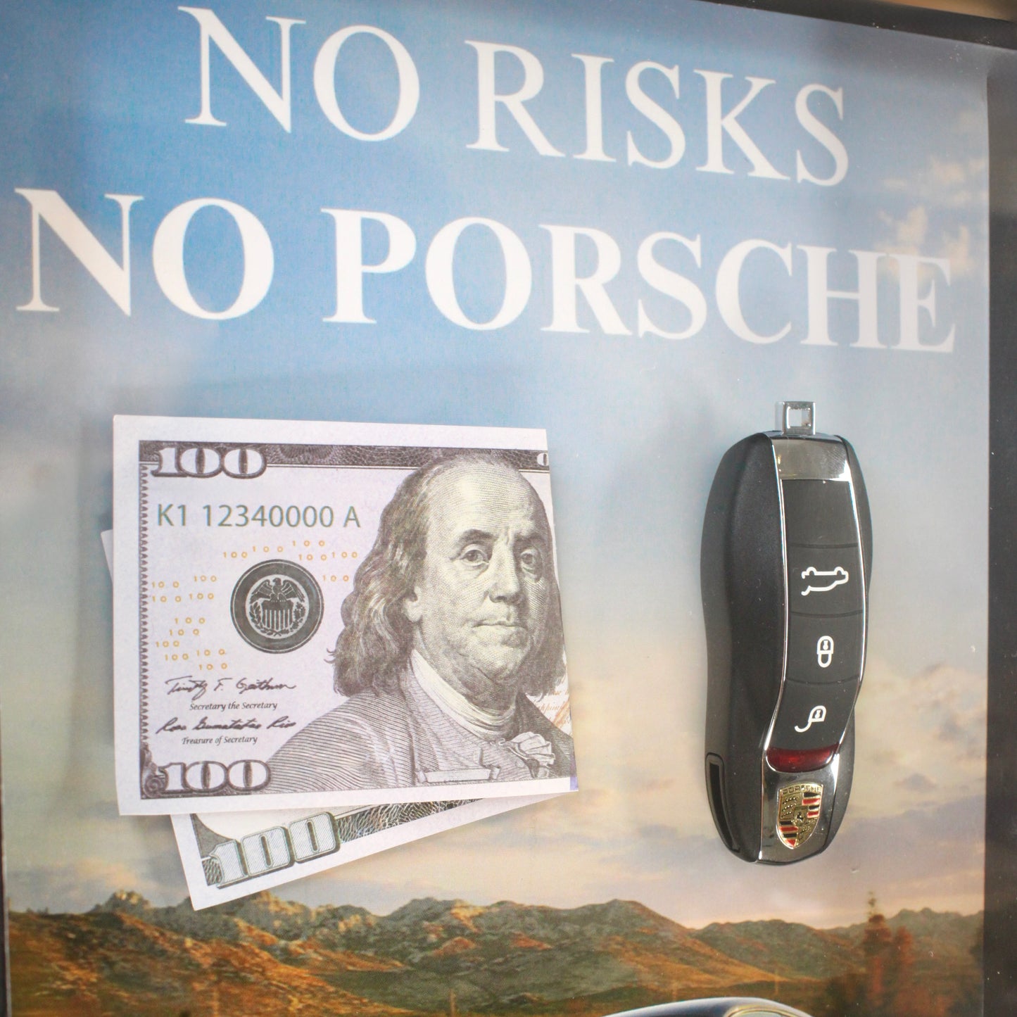 no risk, no porsche – luxury success frame